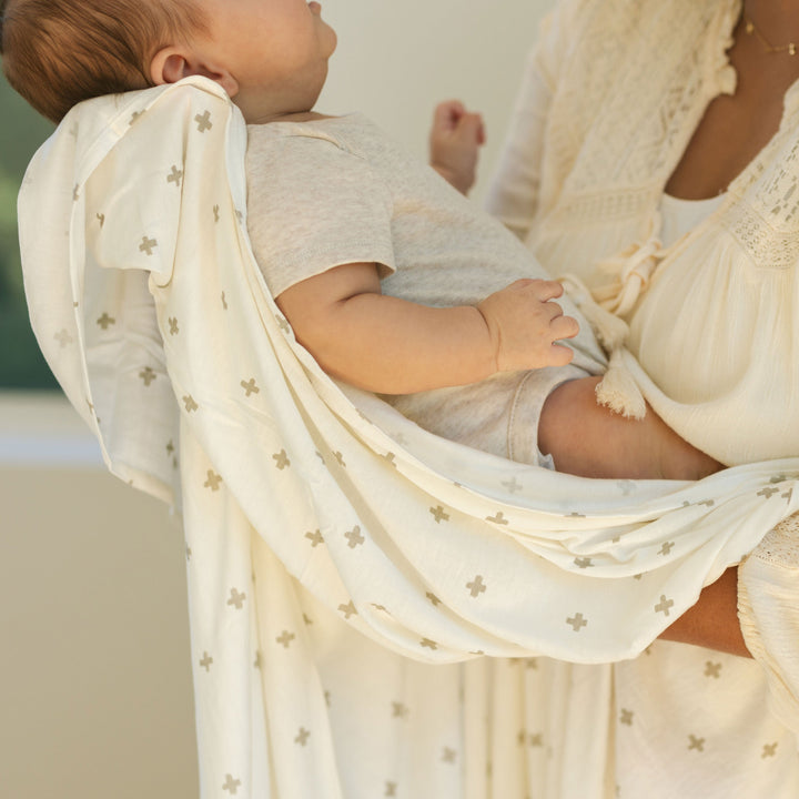 Little Unicorn Stretch Knit Swaddle Blanket 2-Pack | Grey Cross