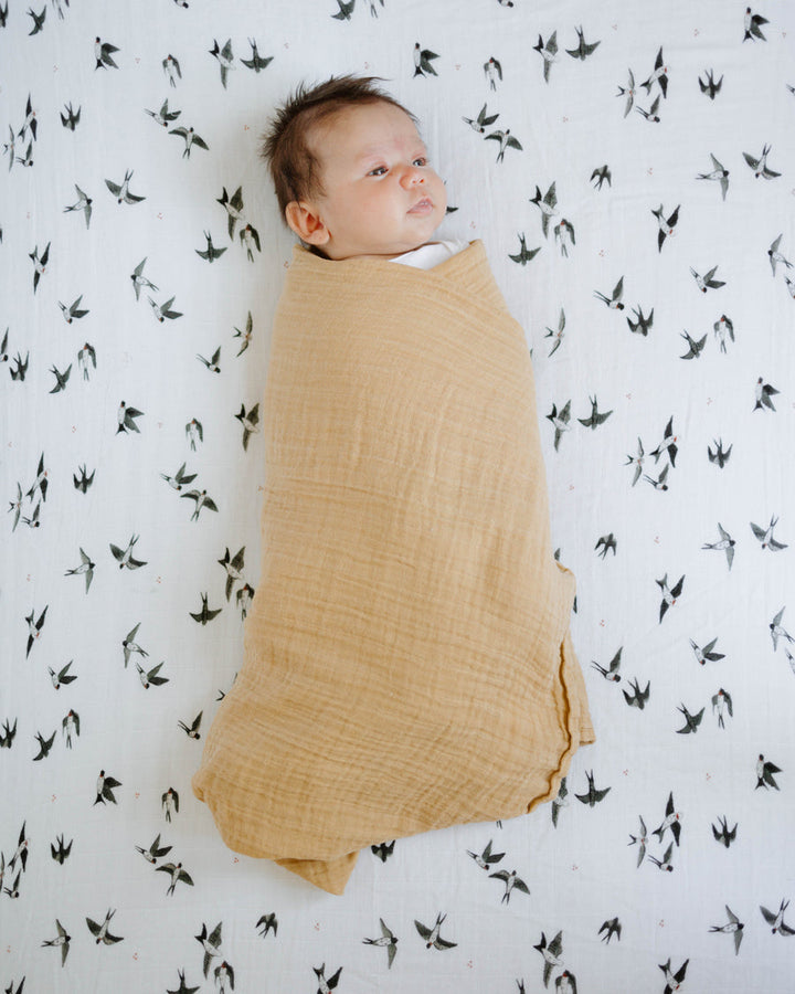 Little Unicorn Organic Cotton Muslin Crib Sheet | Swallows