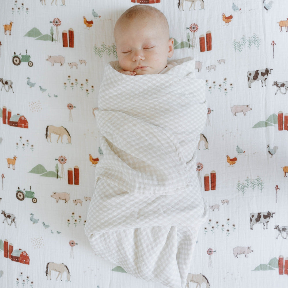 Little Unicorn Cotton Muslin Swaddle Blanket 3 Pack | Farmyard