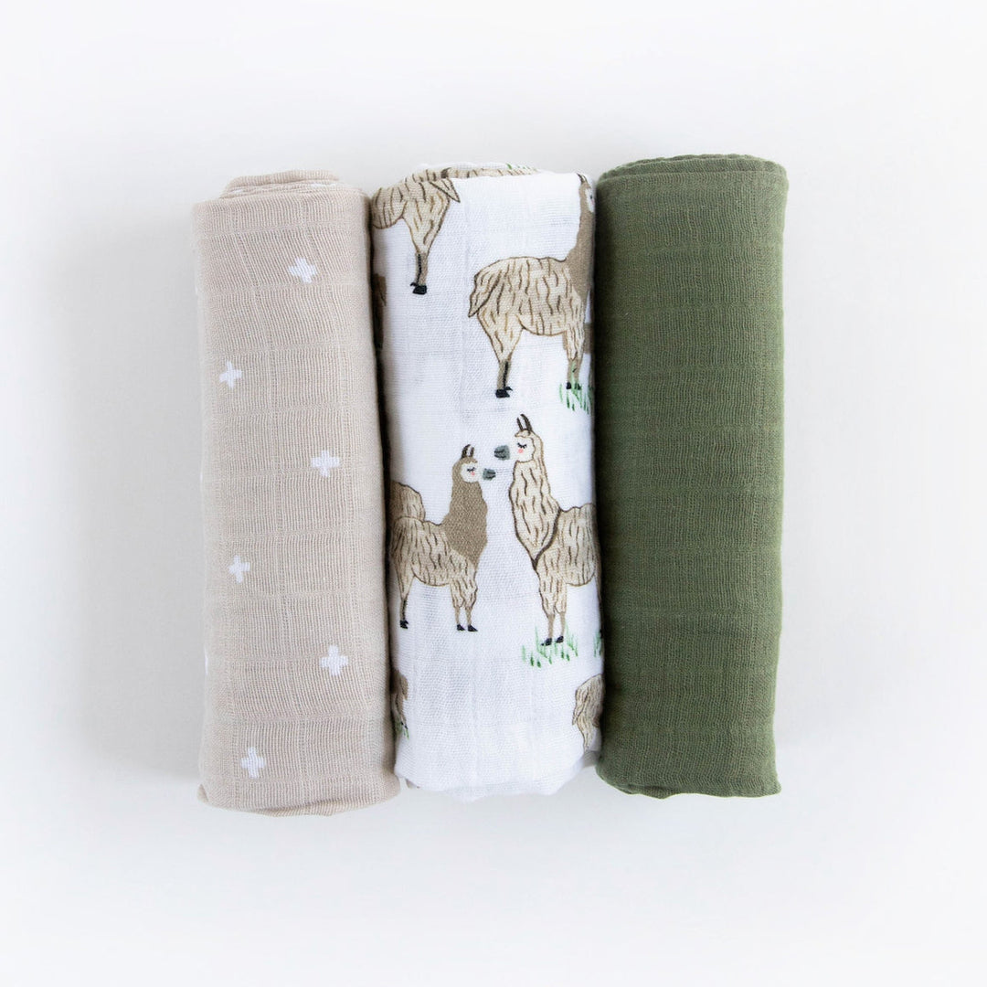 Little Unicorn Cotton Muslin Swaddle Blanket 3 Pack | Llama Llama