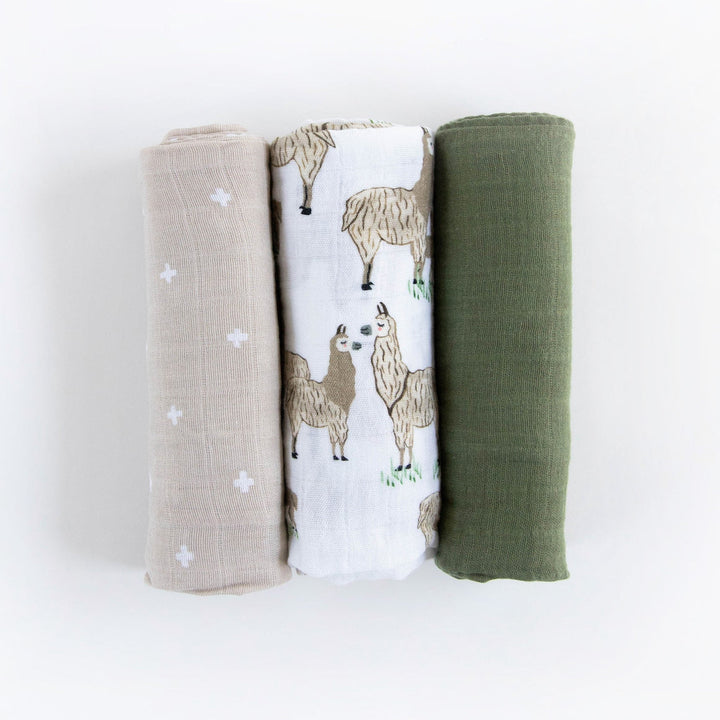 Little Unicorn Cotton Muslin Swaddle Blanket 3 Pack | Llama Llama