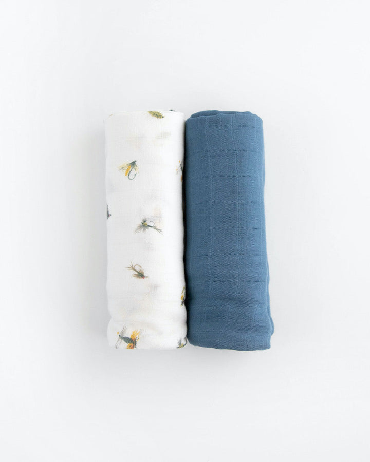Little Unicorn Deluxe Muslin Swaddle Blanket 2 Pack | Gone Fishing 2