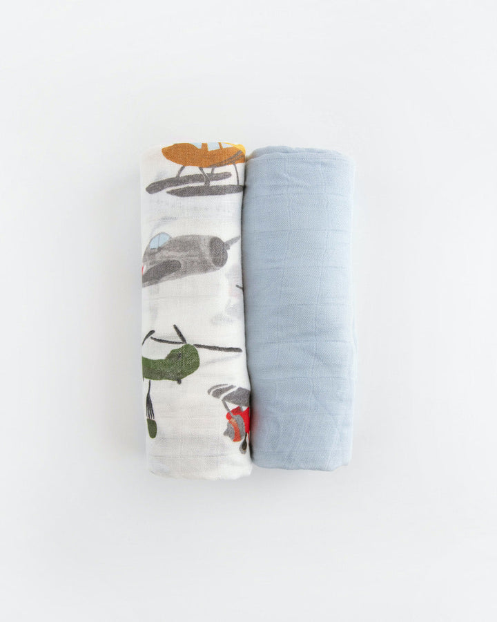 Little Unicorn Deluxe Muslin Swaddle Blanket 2 Pack | Air Show