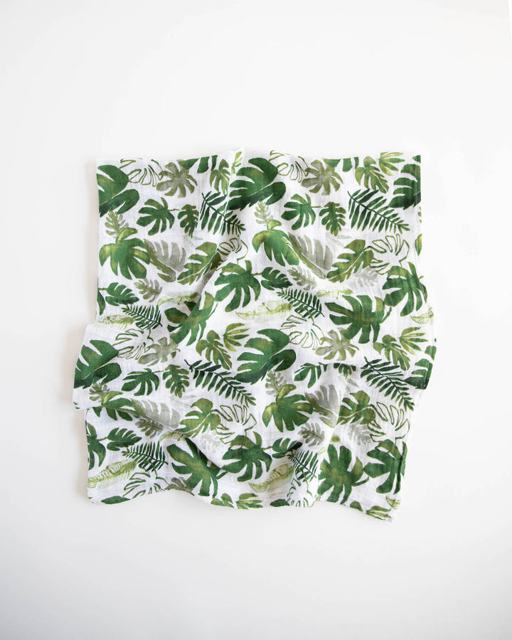 Little Unicorn Cotton Muslin Swaddle Blanket | Tropical Leaf