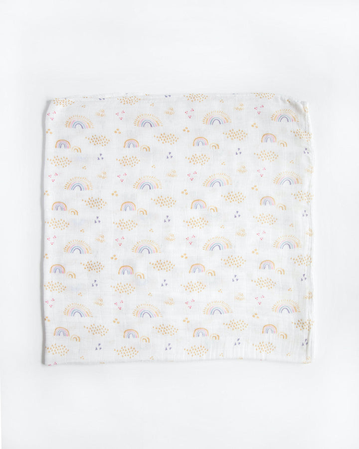 Little Unicorn Deluxe Muslin Swaddle Blanket | Rainbows & Raindrops