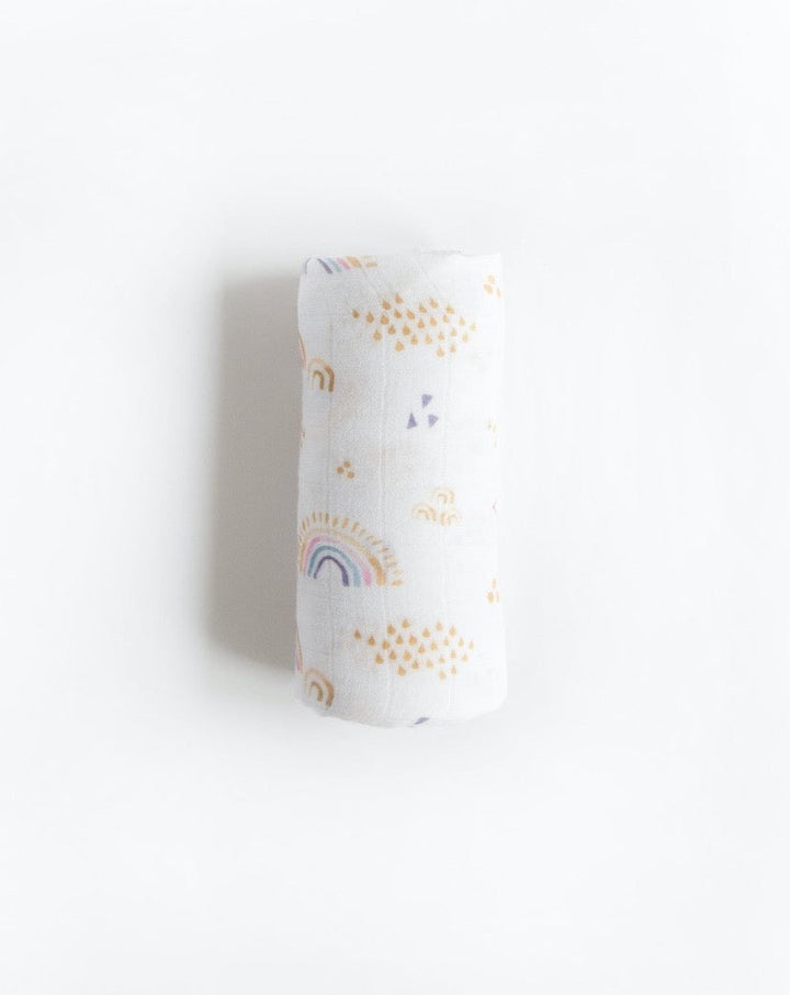 Little Unicorn Deluxe Muslin Swaddle Blanket | Rainbows & Raindrops