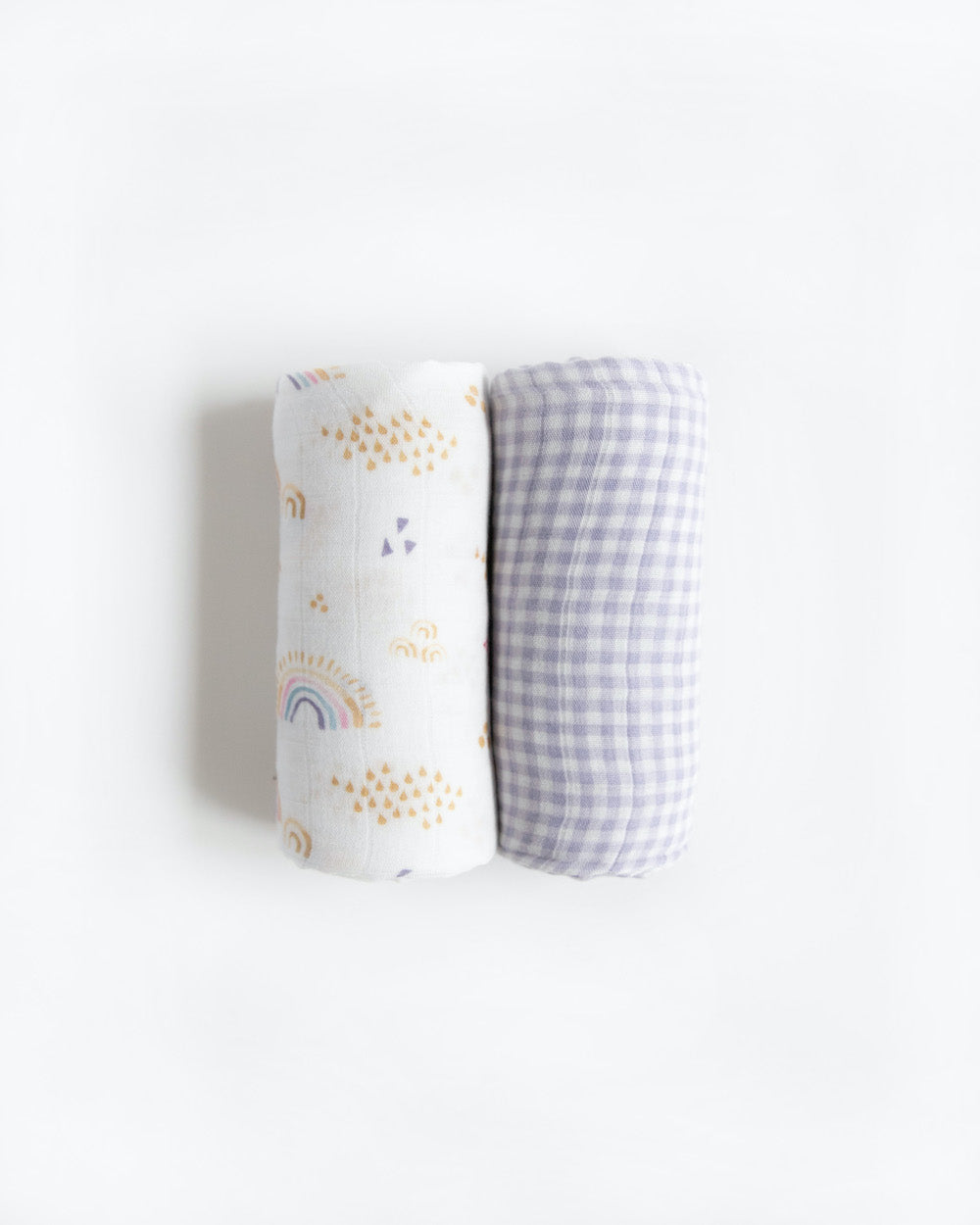 Little Unicorn Deluxe Muslin Swaddle Blanket 2 Pack | Rainbow Gingham