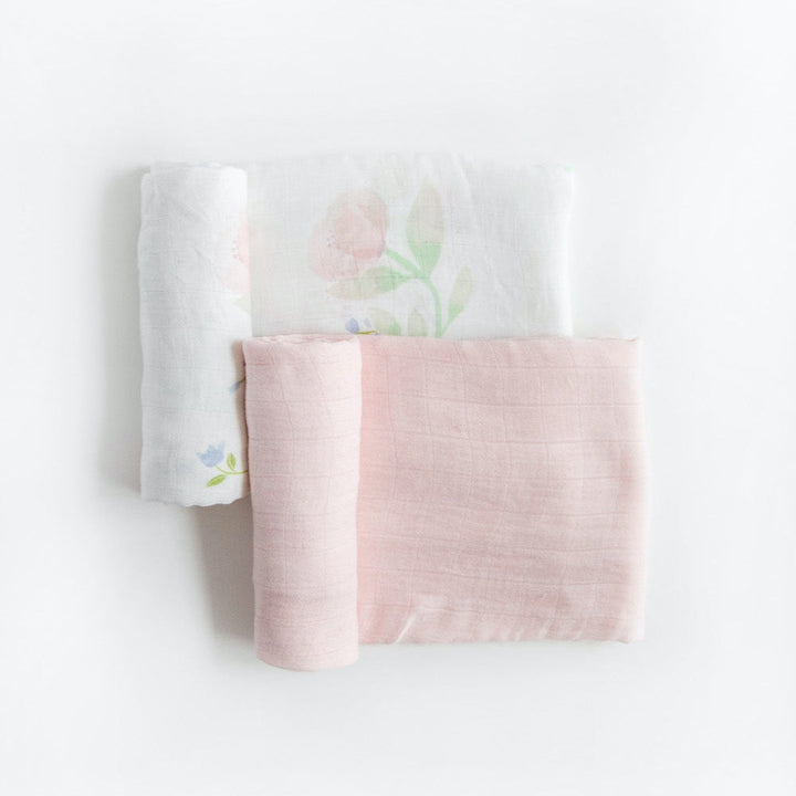 Little Unicorn Deluxe Muslin Swaddle Blanket 2 Pack | Blush Peony