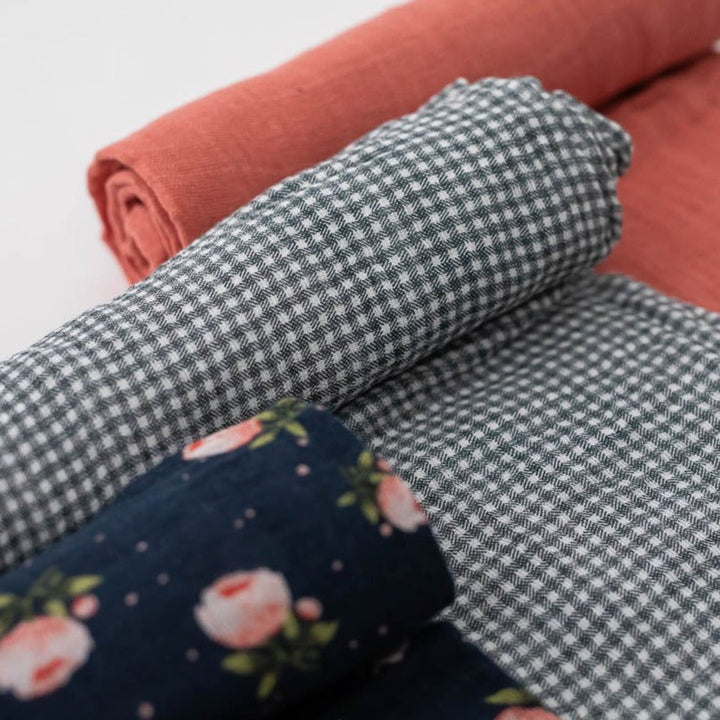 Little Unicorn Cotton Muslin Swaddle Blanket 3 Pack | Midnight Rose