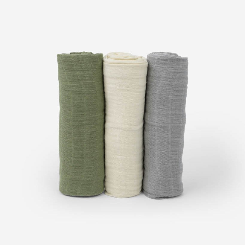 Little Unicorn Cotton Muslin Swaddle Blanket 3 Pack | Fern