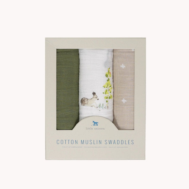 Little Unicorn Cotton Muslin Swaddle Blanket 3 Pack | Oh Deer 2
