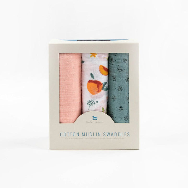 Little Unicorn Cotton Muslin Swaddle Blanket 3 Pack | Georgia Peach