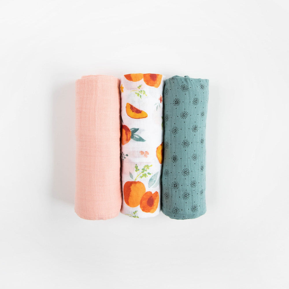 Little Unicorn Cotton Muslin Swaddle Blanket 3 Pack | Georgia Peach