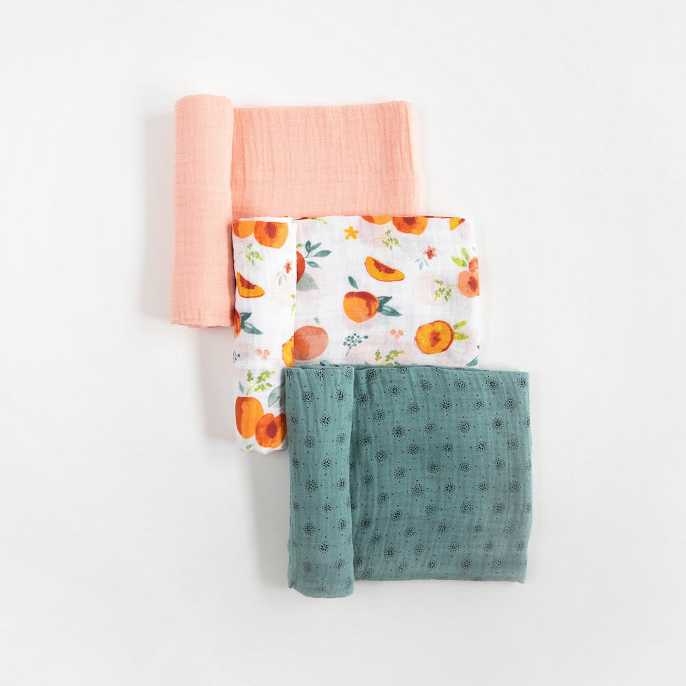 Little Unicorn Cotton Muslin Swaddle Blanket 3 Pack | Georgia Peach