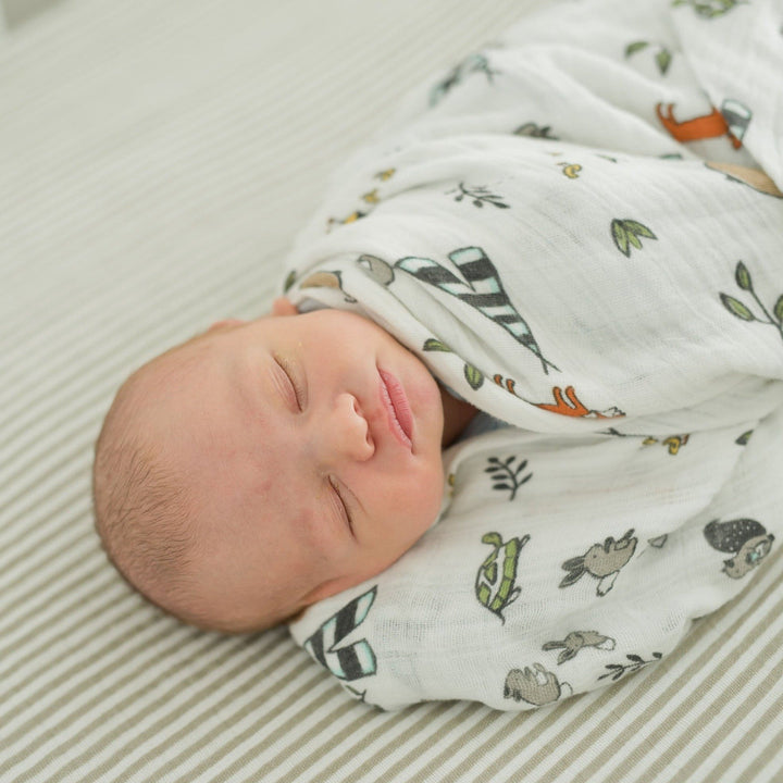 Little Unicorn Cotton Muslin Swaddle Blanket 3 Pack | Forest Friends 2