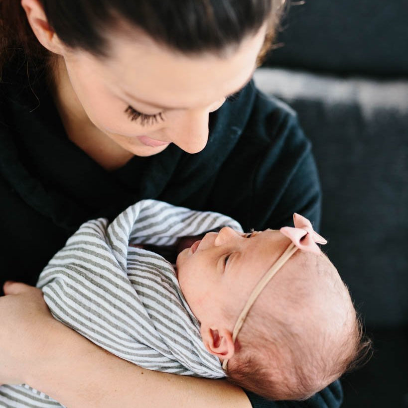 Little Unicorn Cotton Muslin Swaddle Blanket | Grey Stripe
