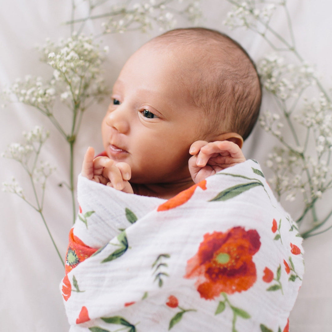 Little Unicorn Cotton Muslin Swaddle Blanket 3 Pack | Summer Poppy 2