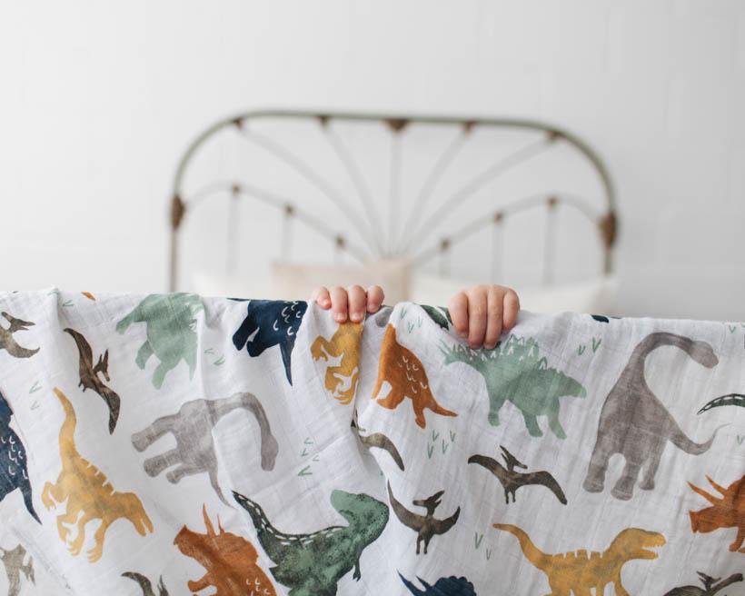 Little Unicorn Cotton Muslin Swaddle Blanket | Dino Friends