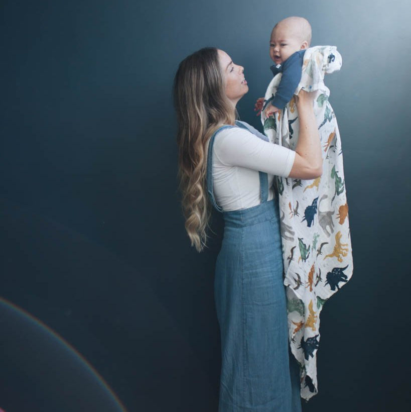 Little Unicorn Cotton Muslin Swaddle Blanket | Dino Friends