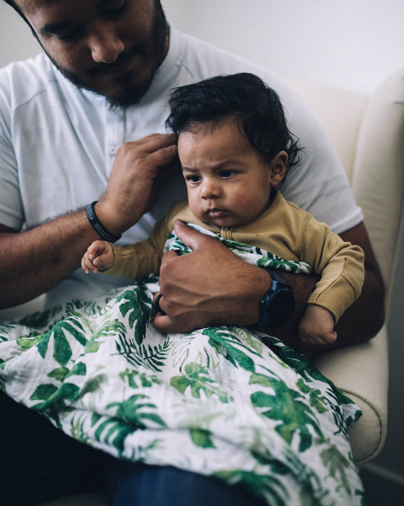 Little Unicorn Cotton Muslin Swaddle Blanket | Tropical Leaf