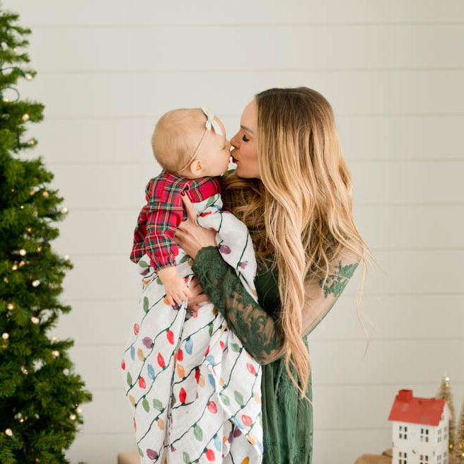 Little Unicorn Cotton Muslin Swaddle Blanket | Christmas Bulbs