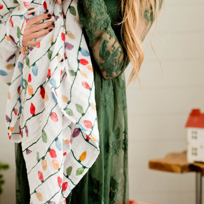 Little Unicorn Cotton Muslin Swaddle Blanket | Christmas Bulbs