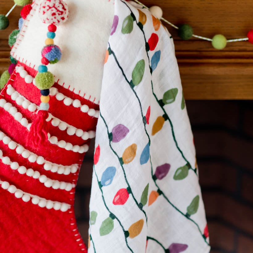 Little Unicorn Cotton Muslin Swaddle Blanket | Christmas Bulbs