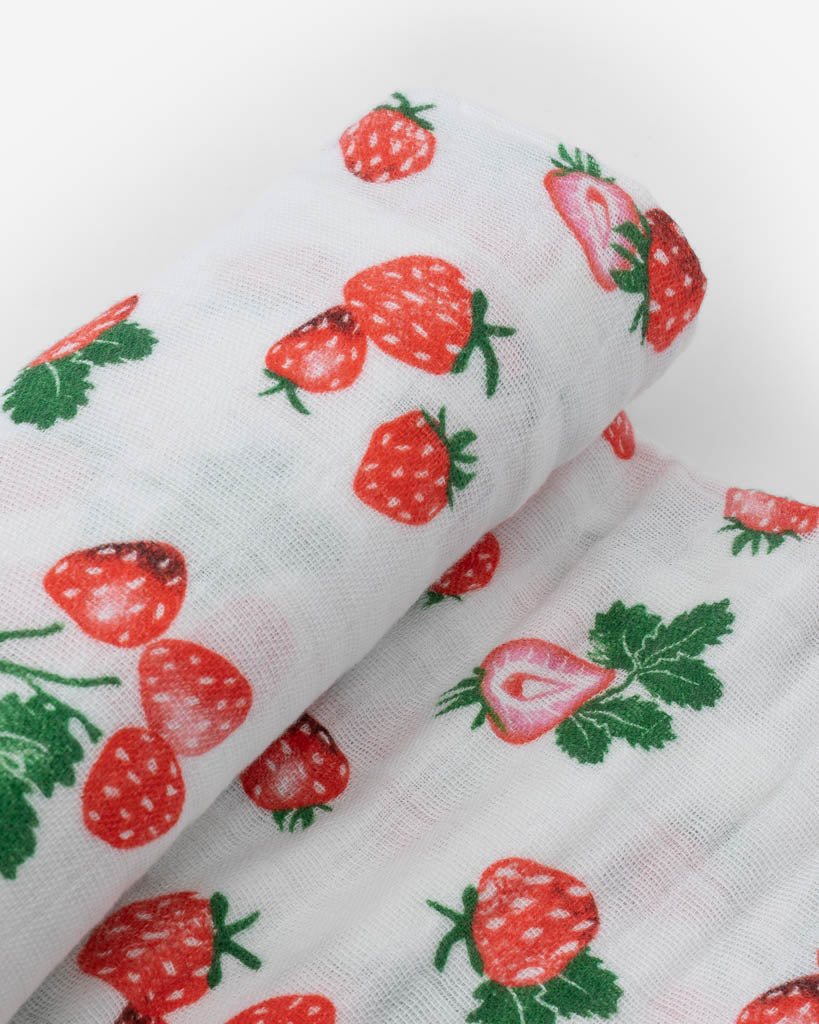Little Unicorn Cotton Muslin Swaddle Blanket | Strawberry Patch
