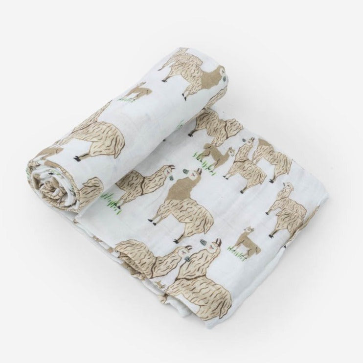 Little Unicorn Cotton Muslin Swaddle Blanket | Llama Llama