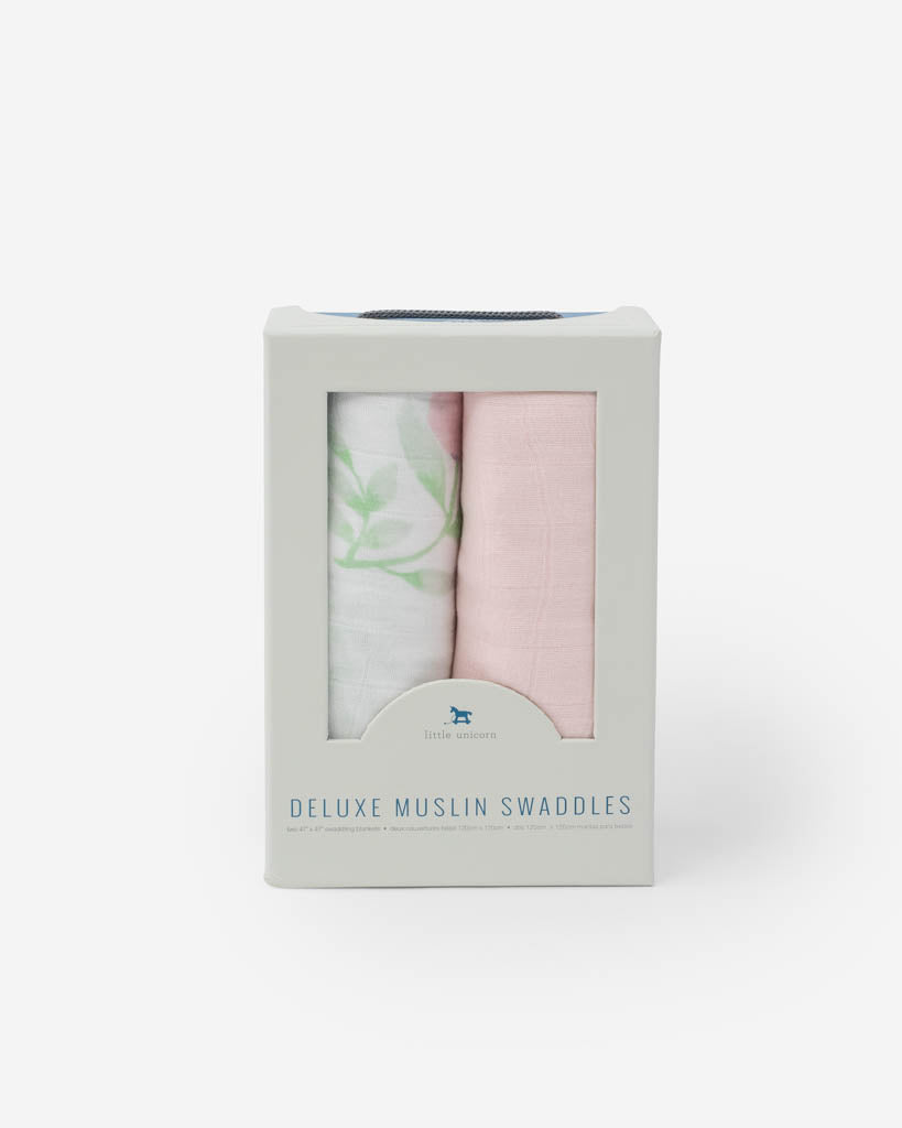 Little Unicorn Deluxe Muslin Swaddle Blanket 2 Pack | Blush Peony