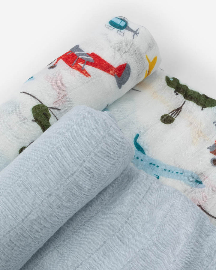 Little Unicorn Deluxe Muslin Swaddle Blanket 2 Pack | Air Show
