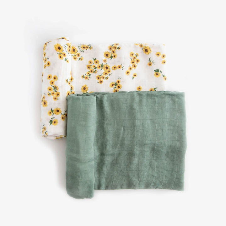 Little Unicorn Deluxe Muslin Swaddle Blanket 2 Pack | Ditsy Sunflower