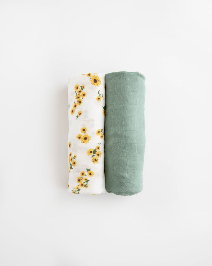 Little Unicorn Deluxe Muslin Swaddle Blanket 2 Pack | Ditsy Sunflower