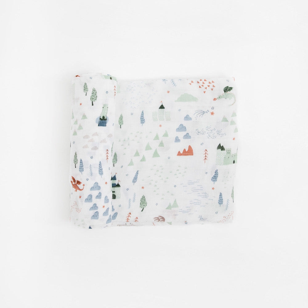 Little Unicorn Deluxe Muslin Swaddle Blanket | Dragon Days