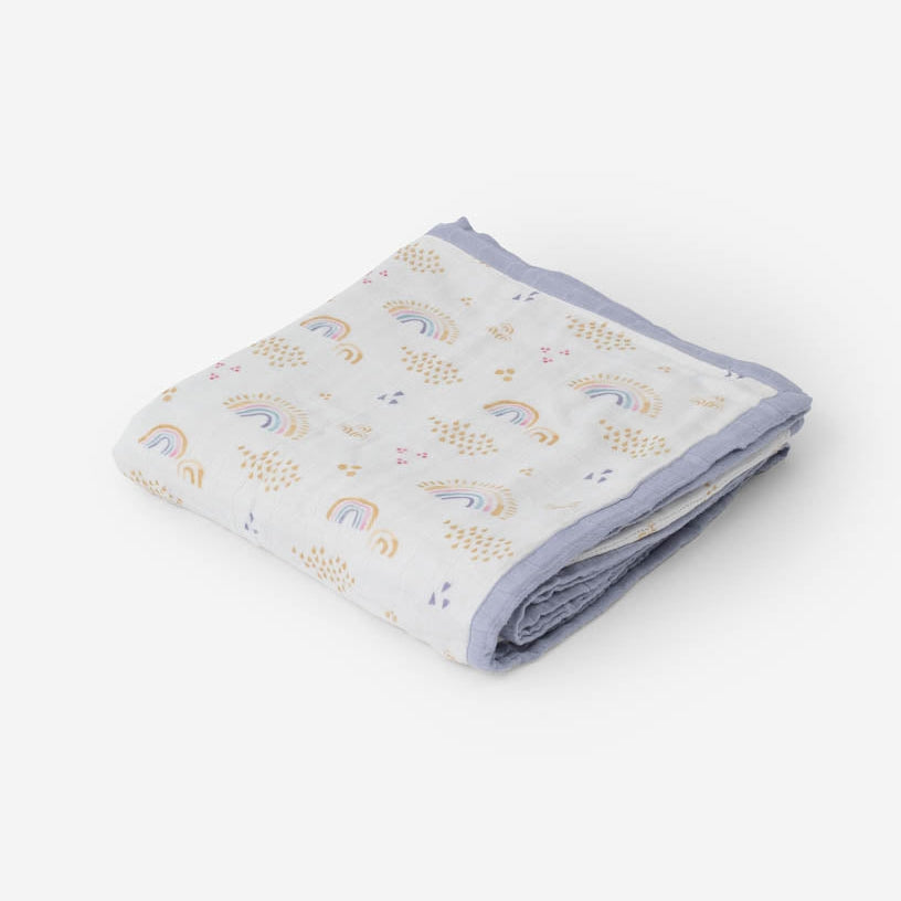 Little Unicorn Original Deluxe Muslin Quilt | Rainbows & Raindrops