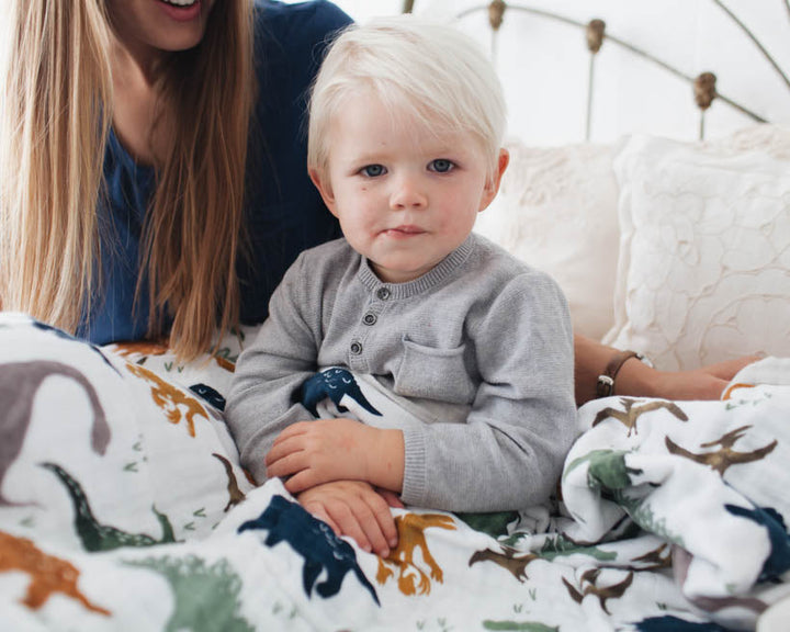 Little Unicorn Cotton Muslin Quilted Throw | Dino Friends