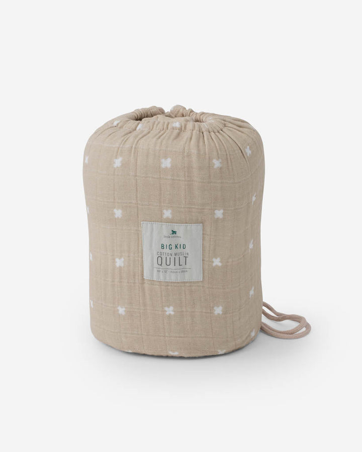 Little Unicorn Cotton Muslin Quilted Throw | Taupe Cross