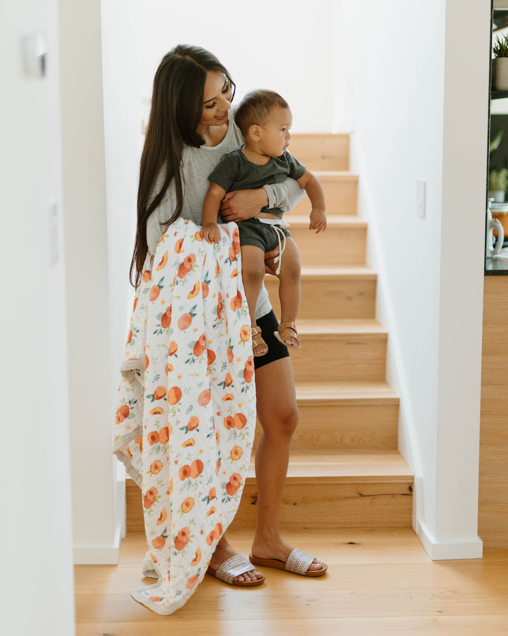 Little Unicorn Cotton Muslin Quilted Throw | Georgia Peach