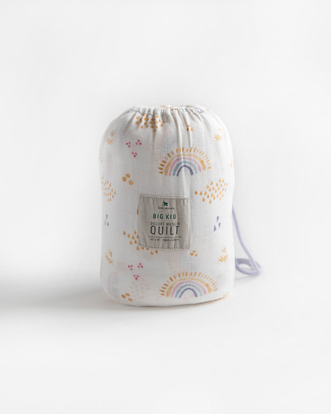 Little Unicorn Deluxe Muslin Quilted Throw | Rainbows & Raindrops