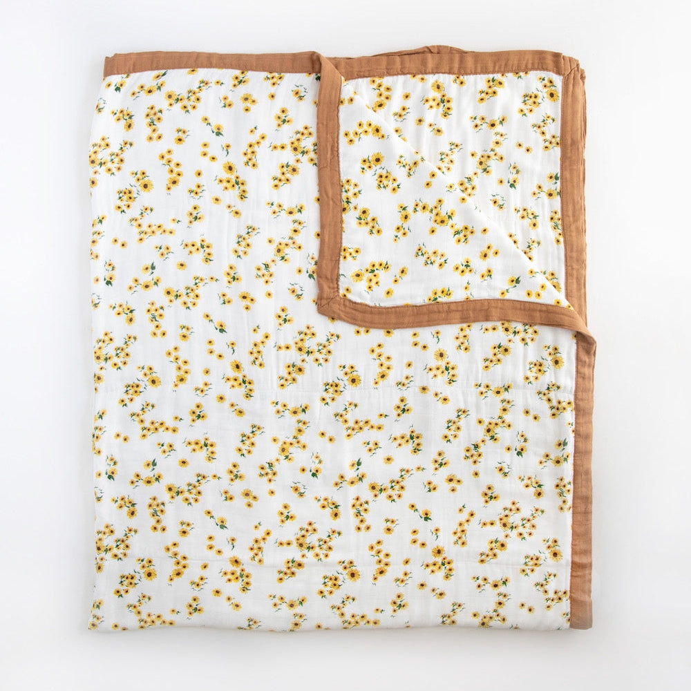 Little Unicorn Deluxe Muslin Quilted Throw | Ditsy Sunflower