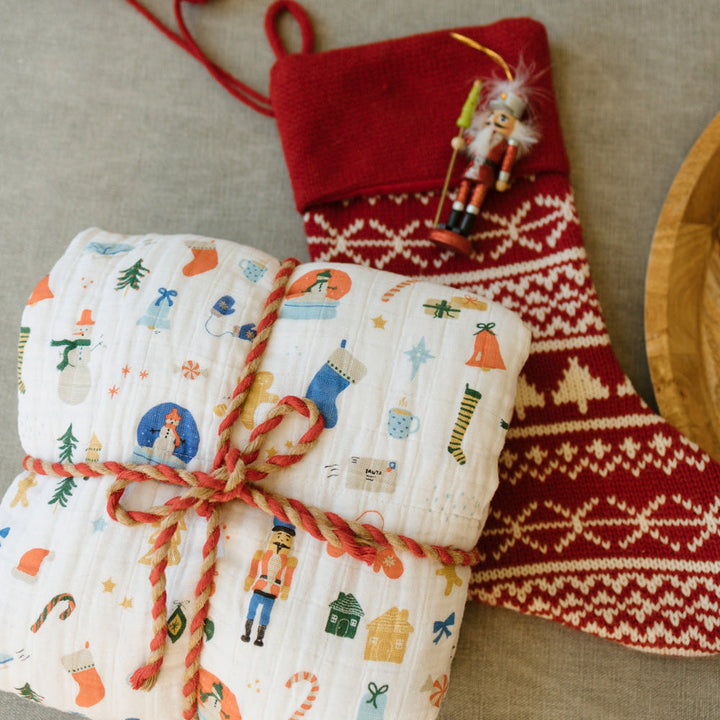 Little Unicorn Original Cotton Muslin Quilt | Christmas Time