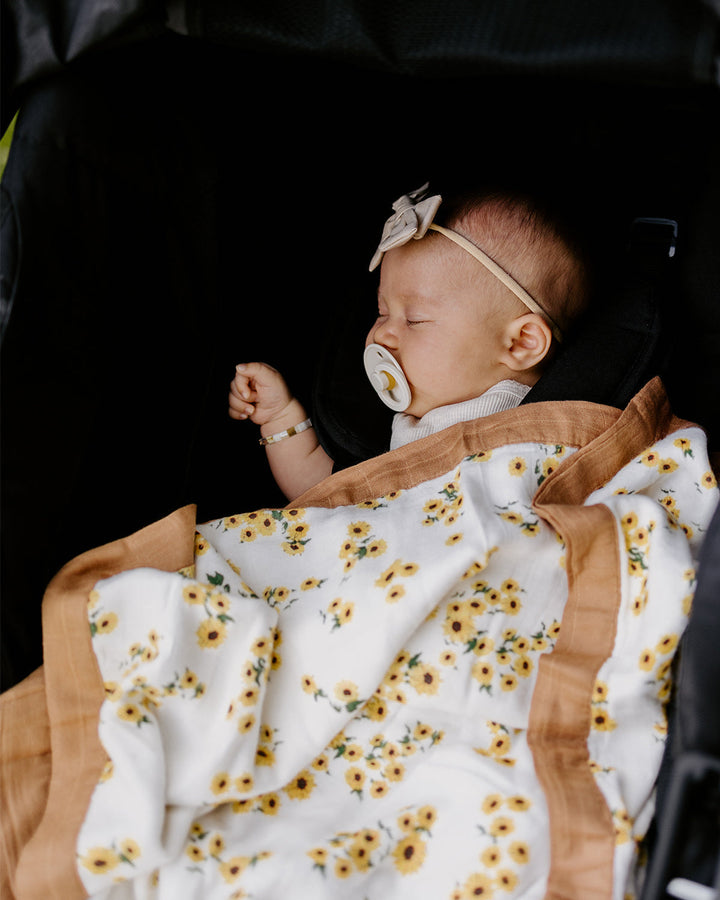 Little Unicorn Deluxe Muslin Baby Quilt | Ditsy Sunflower