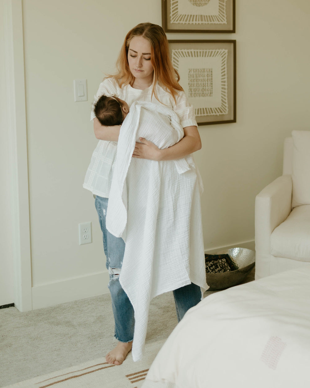 Little Unicorn Organic Cotton Muslin Swaddle Blanket 2 Pack | White