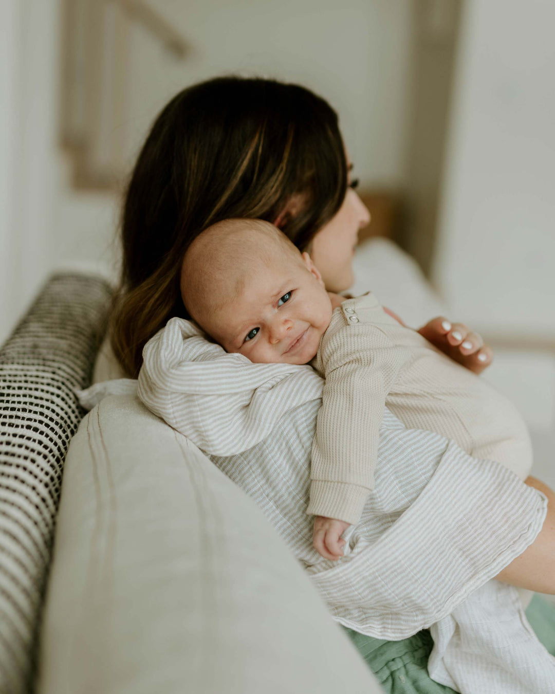 Little Unicorn Organic Cotton Muslin Swaddle Blanket | Sand Stripe