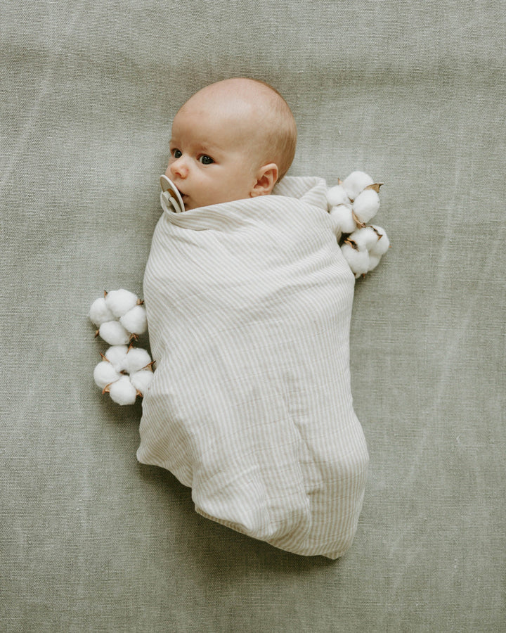 Little Unicorn Organic Cotton Muslin Swaddle Blanket | Sand Stripe
