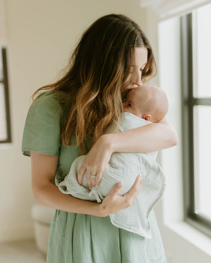 Little Unicorn Organic Cotton Muslin Swaddle Blanket | White Sage