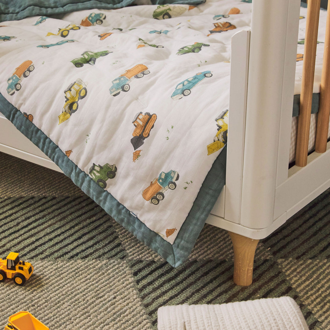 Little Unicorn Cotton Muslin Toddler Comforter | Work Trucks