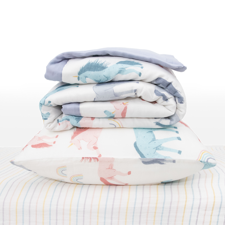Little Unicorn Cotton Muslin Toddler Bedding 3 Piece Set | Unicorns