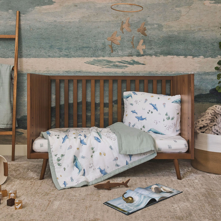 Little Unicorn Cotton Muslin Toddler Bedding 3 Piece Set | Whales