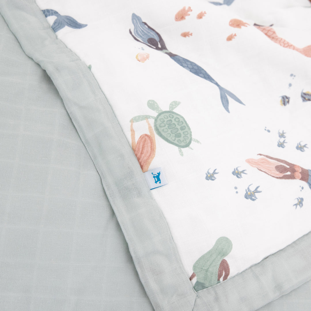 Little Unicorn Cotton Muslin Toddler Comforter | Mermaid Party